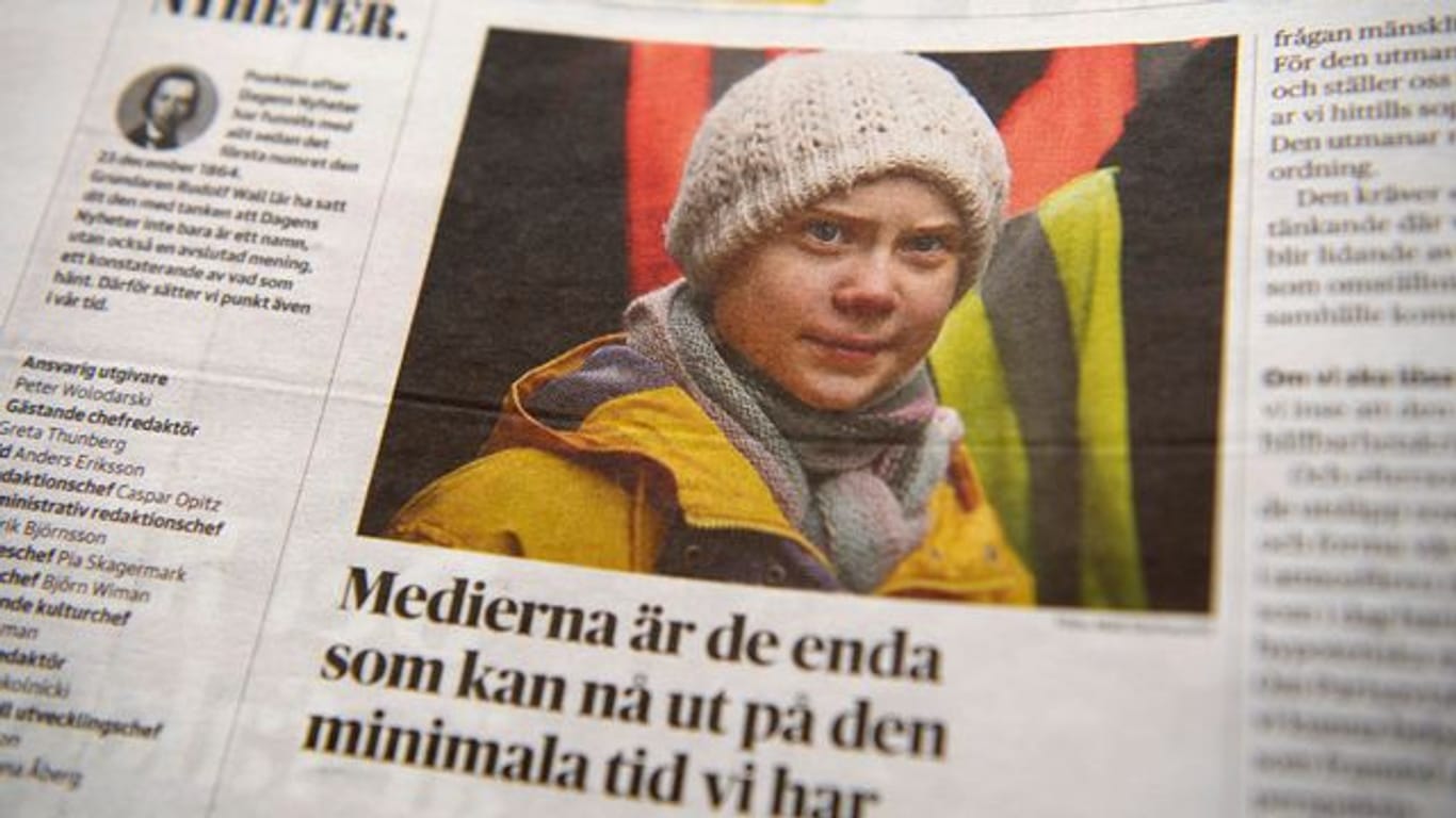 Ein Foto von Klima-Aktivistin Greta Thunberg ziert eine Seite der schwedischen Tageszeitung "Dagens Nyheter".