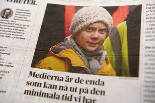 Ein Foto von Klima-Aktivistin Greta Thunberg ziert eine Seite der schwedischen Tageszeitung "Dagens Nyheter".