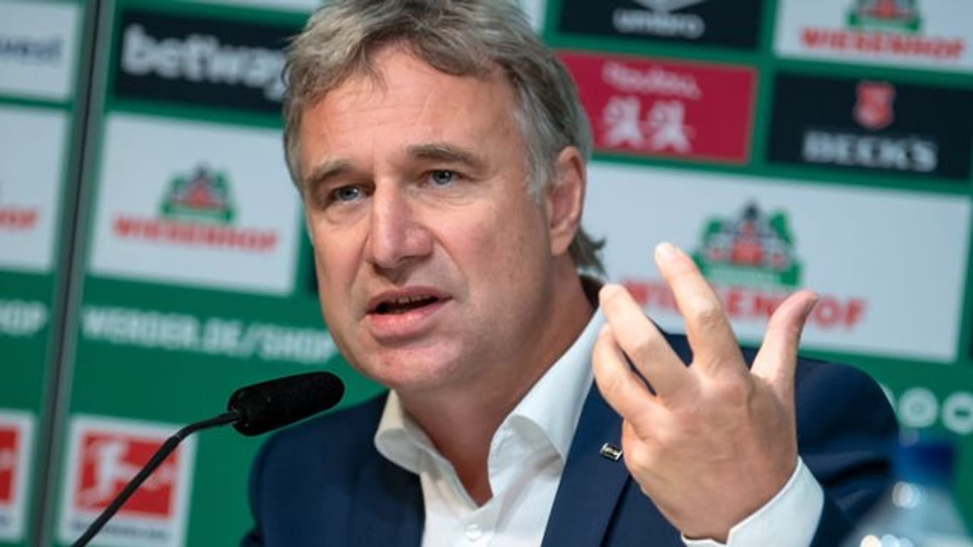 Marco Bode, Aufsichtsratschef von Fußball-Bundesligist Werder Bremen, spricht bei einer Pressekonferenz.