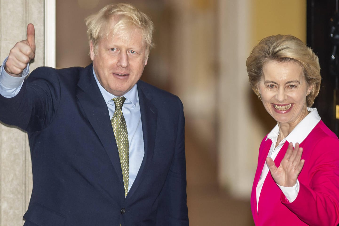 Boris Johnson mit EU-Chefin Ursula von der Leyen im Januar in London: Im letzten Moment gelang der EU und Großbritannien ein Handelspakt.