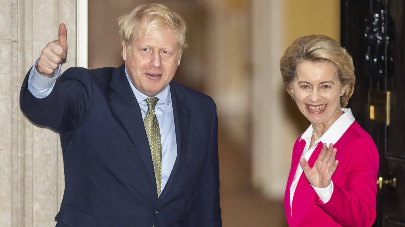 Boris Johnson mit EU-Chefin Ursula von der Leyen im Januar in London: Im letzten Moment gelang der EU und Großbritannien ein Handelspakt.
