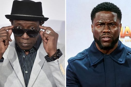 Wesley Snipes (l) und Kevin Hart treten gemeinsam vor die Kamera.