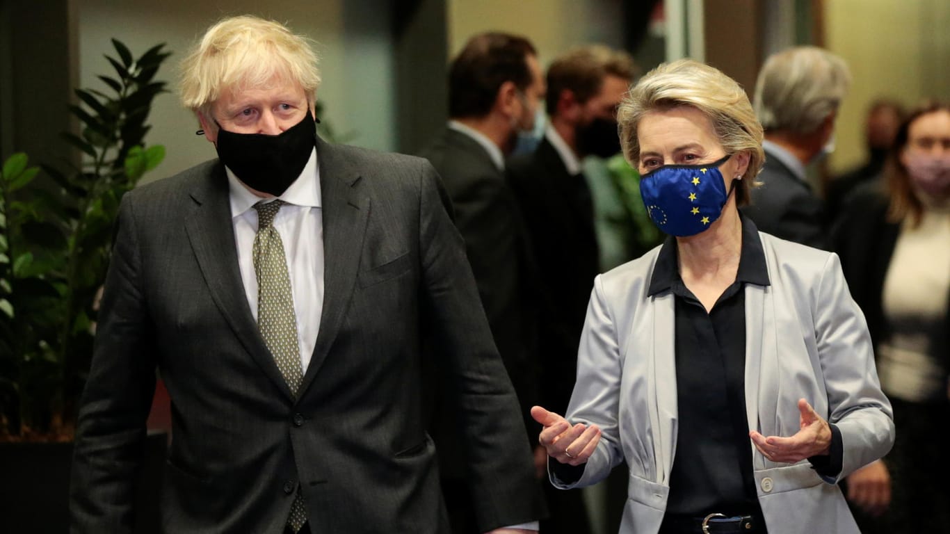 Ursula von der Leyen begrüßt Boris Johnson in Brüssel: Ihr gemeinsames Dinner brachte keinen Durchbruch in den Brexit-Verhandlungen.