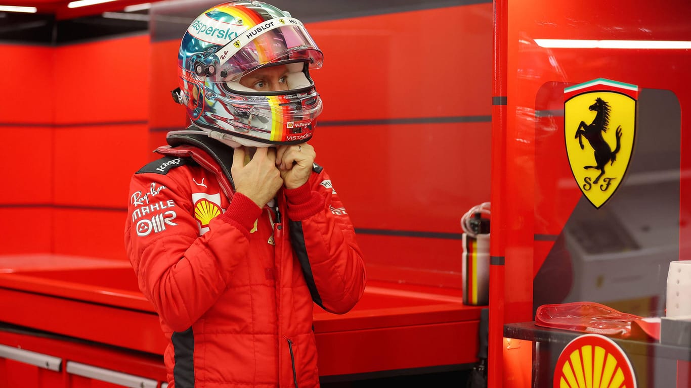 Ein letztes Mal im Ferrari-Overall: Sebastian Vettel.