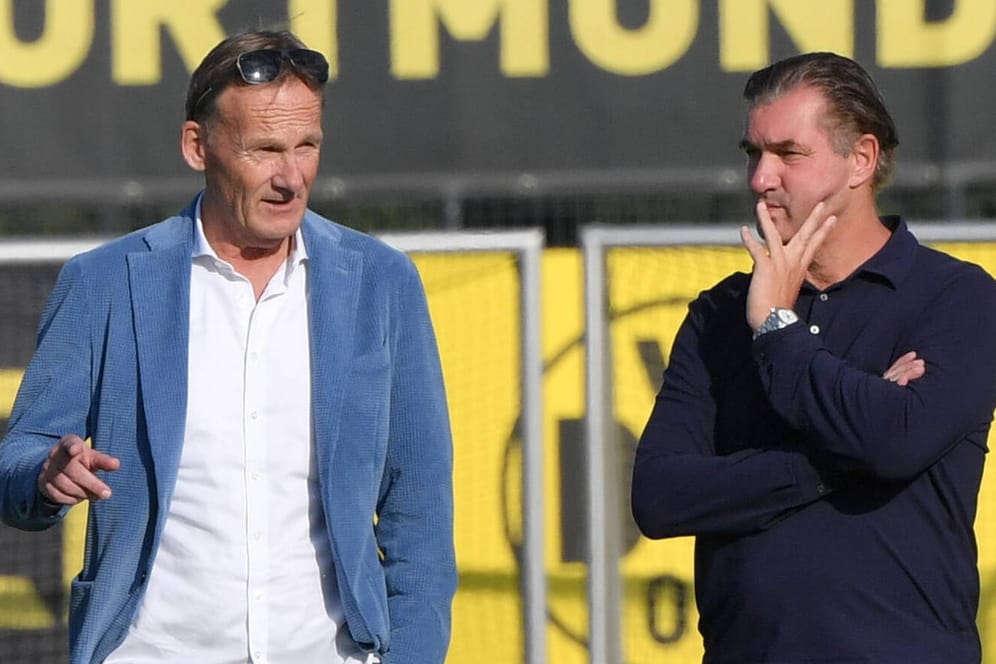 Hans-Joachim Watzke und Michael Zorc (v.l.): Die beiden Klubbosse müssen sich nun auf die Suche nach einem neuen BVB-Coach machen.