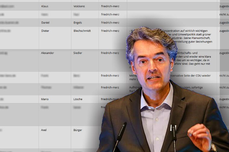 Werteunion: Eine Liste mit den Namen und E-Mail-Adressen von fast 1.300 Mitgliedern war mitsamt deren Favoriten für den Parteivorsitz online. Vereinsvorsitzender Alexander Mitsch erklärte, er bedauere den Vorfall sehr.
