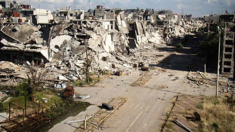 Die Ruinen der syrischen Stadt Homs im Mai 2013.