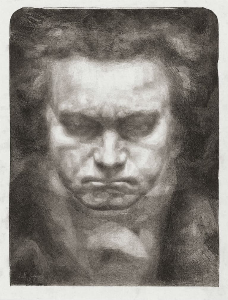 Lebensechte Beethoven-Zeichnung des Künstlers Jan Fekkes.