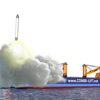 Weltraumbahnhof im Meer (Visualisierung): So könnte der Offshore-Startplatz für kleine Raketen aussehen.