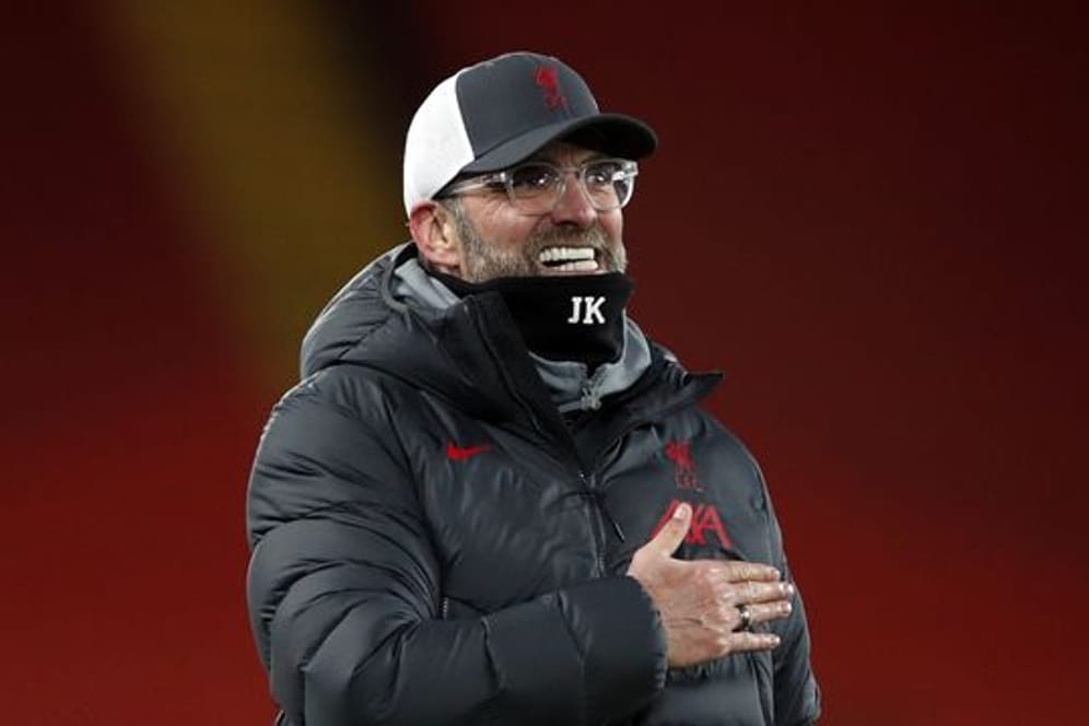 Jürgen Klopp, Trainer des FC Liverpool, jubelt nach dem Schlusspfiff.