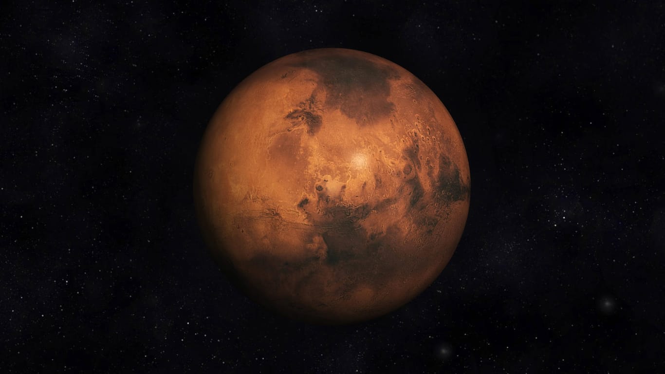 Digitale Illustration vom Mars: Die Beschaffenheiten des Planeten wären für menschliches Leben besser, jedoch ist er weiter entfernt, als der Mond.