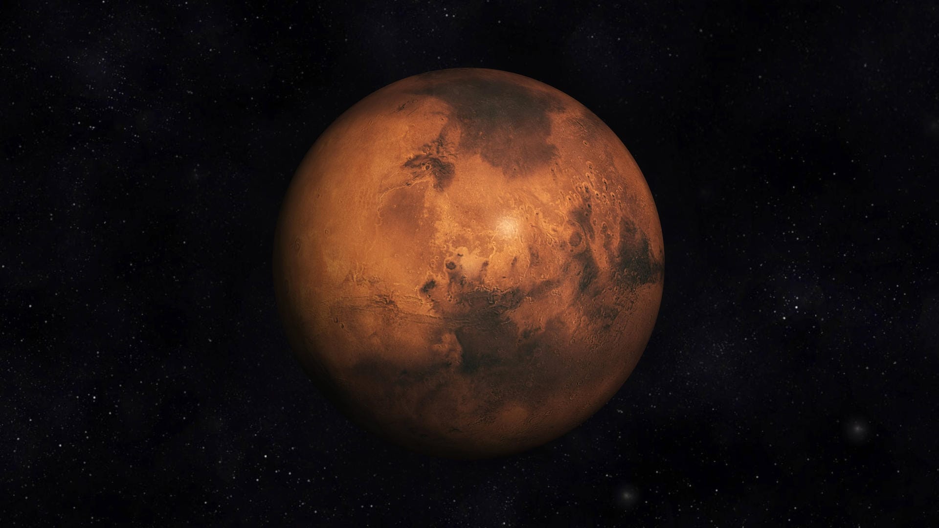 Digitale Illustration vom Mars: Die Beschaffenheiten des Planeten wären für menschliches Leben besser, jedoch ist er weiter entfernt, als der Mond.