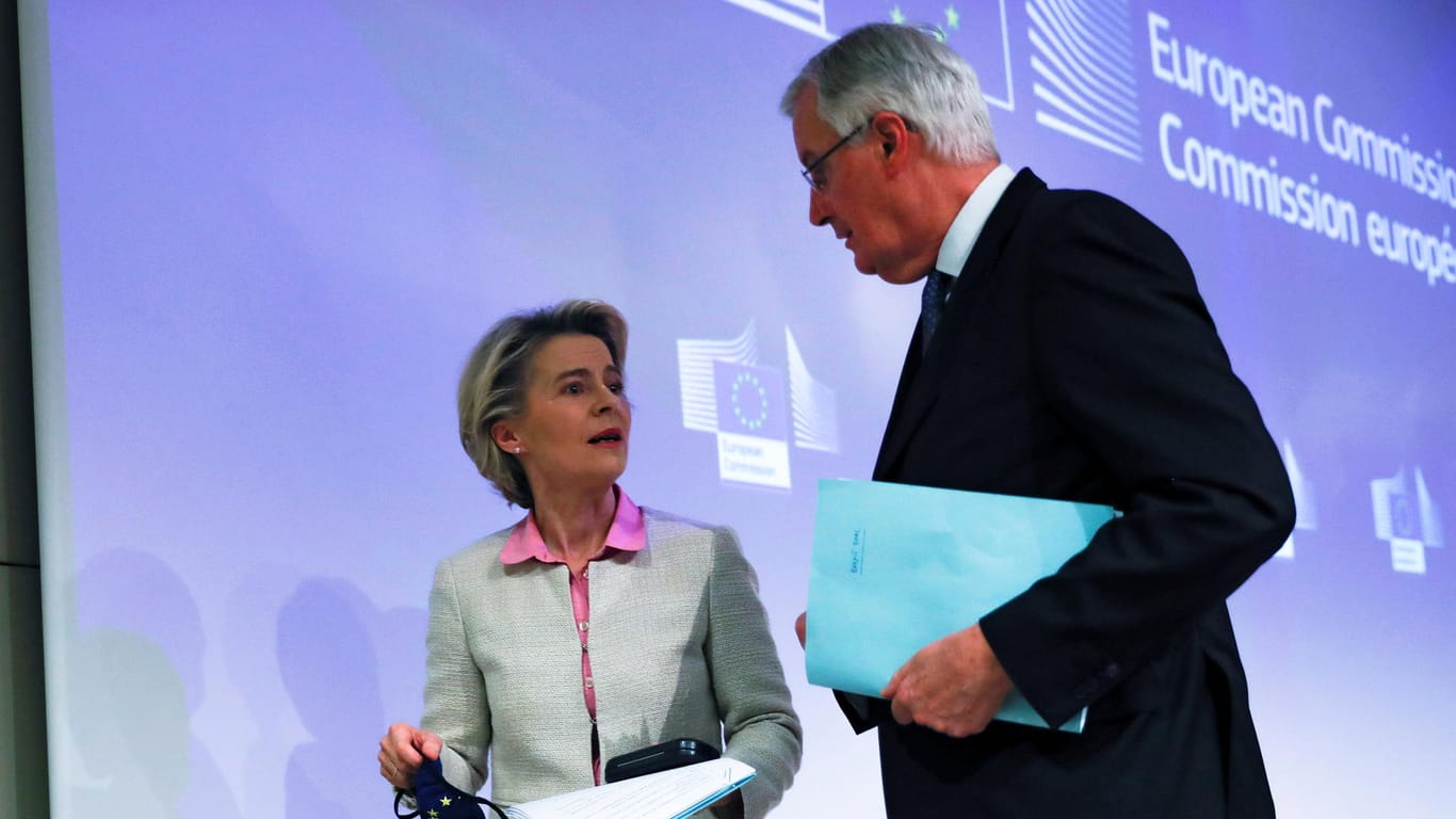 Brexit-Chefunterhändler Michel Barnier und EU-Kommissionschefin Ursula von der Leyen: Pizza aus Pappkartons hielt sie über Wasser.
