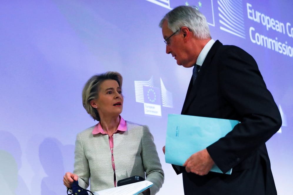 Brexit-Chefunterhändler Michel Barnier und EU-Kommissionschefin Ursula von der Leyen: Pizza aus Pappkartons hielt sie über Wasser.