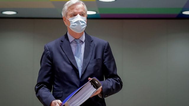 Michel Barnier, EU-Chefunterhändler für den Brexit, mit dem Brexit-Handelsabkommen.