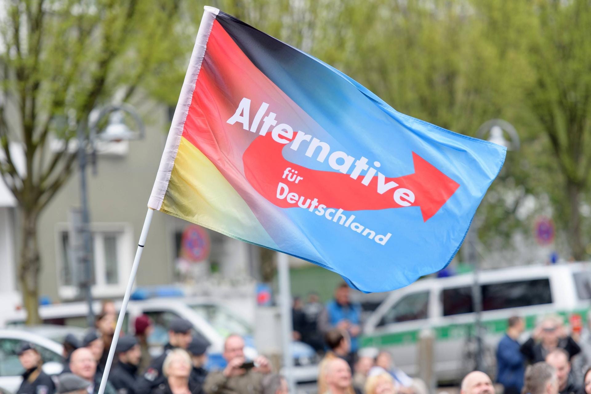 AfD-Fahne: Die AfD-Politikerin wollte sich gegenüber der Polizei nicht ausweisen (Symbolbild).