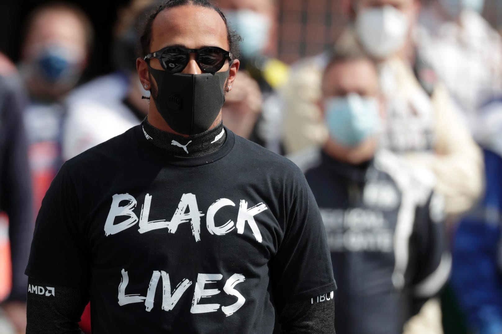 Lewis Hamilton: Der Brite vom Team Mercedes trug vor einem Rennem ein T-Shirt mit der Aufschrift "Black lives Matter".