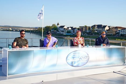 Die Jury von DSDS mit Michael Wendler (l-r), Mike Singer, Maite Kelly und Dieter Bohlen.