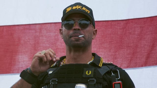 Henry "Enrique" Tarrio, Anführer der Proud Boys, während einer Kundgebung.