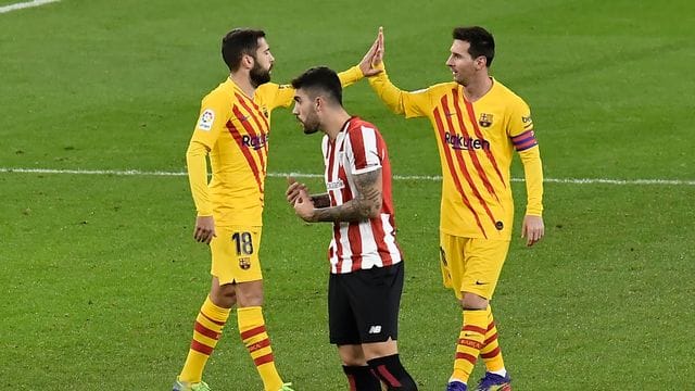 Matchwinner beim Barca-Sieg in Bilbao: Lionel Messi (r).