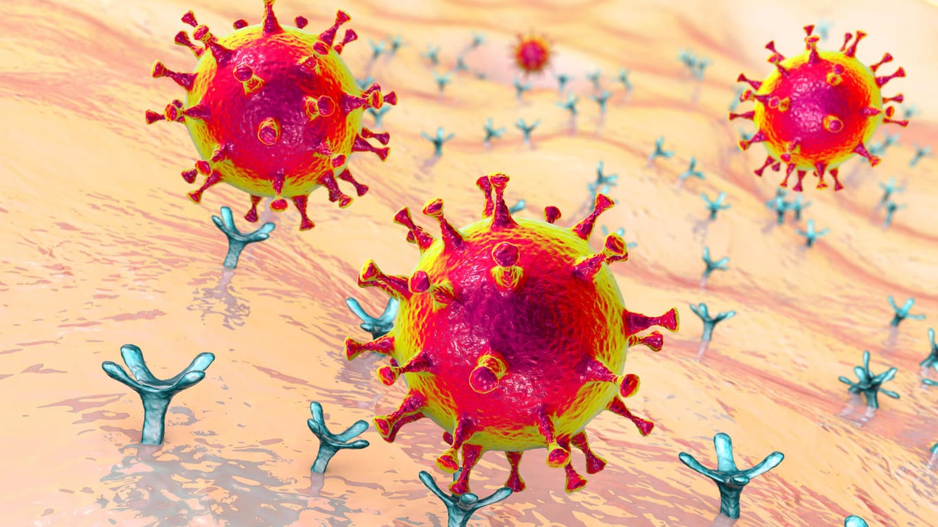 Illustration des Coronavirus: Eine Veränderung des Spike-Proteins könnte die Wirkung des Impfstoffes beeinflussen (Symbolbild).