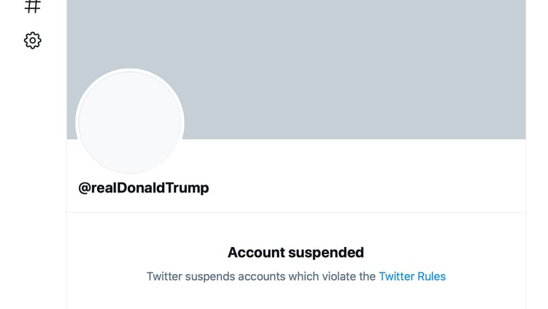 Screenshot des gesperrten Kontos @realDonaldTrump.