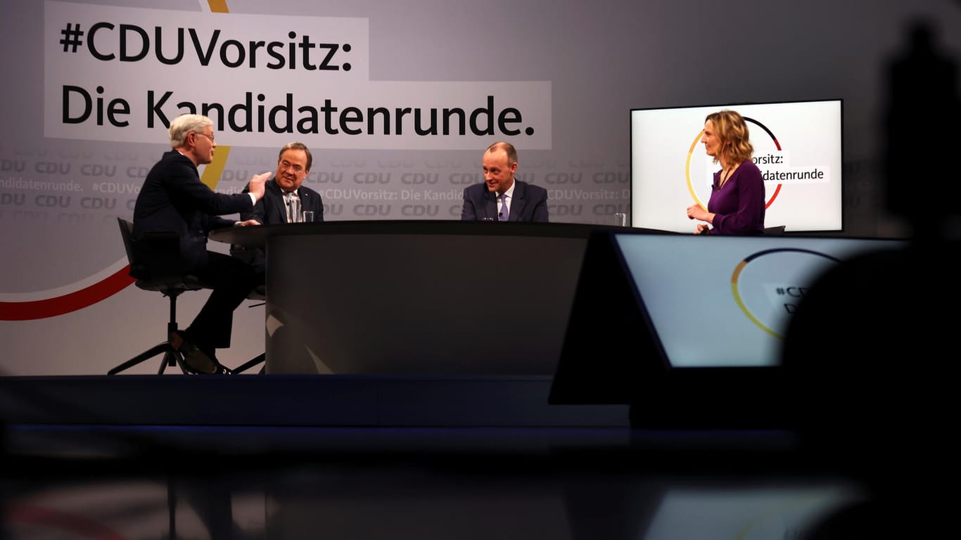 Letzter Schlagabtausch vor der Wahl zum CDU-Chef: Norbert Röttgen, Friedrich Merz und Armin Laschet.