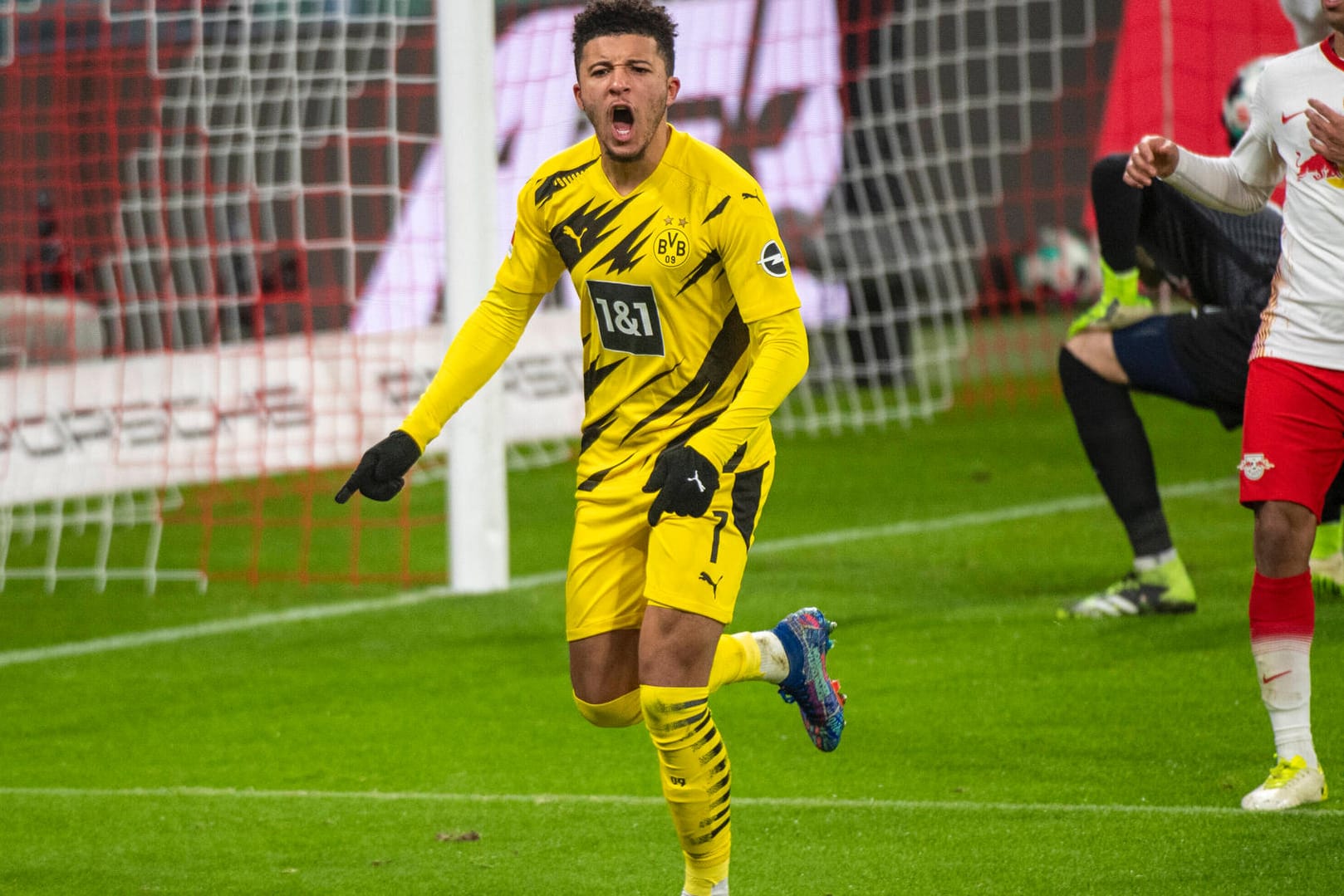 Starke Leistung gegen Leipzig: Jadon Sancho beim Torjubel gegen die Sachsen.