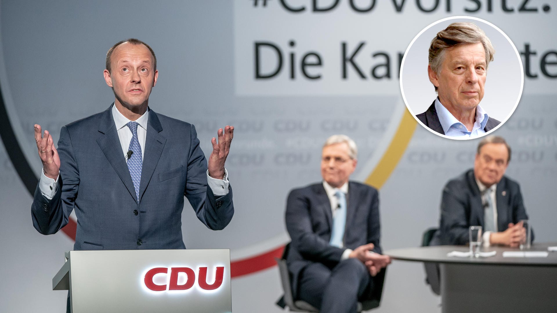 Die Kandidaten für den CDU-Vorsitz Friedrich Merz (v.l.), Norbert Röttgen und Armin Laschet: Keiner überzeugt die Partei wirklich.