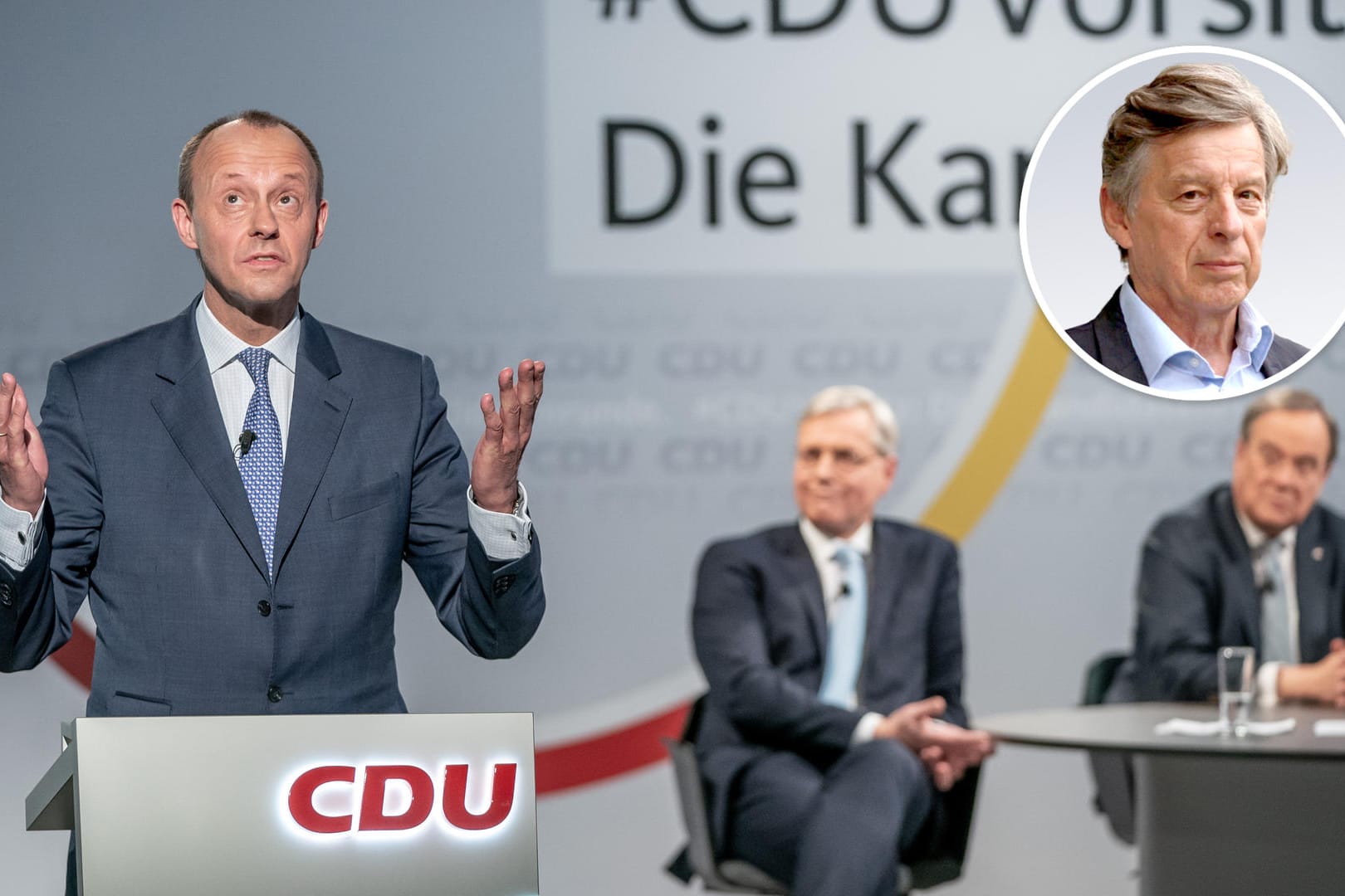 Die Kandidaten für den CDU-Vorsitz Friedrich Merz (v.l.), Norbert Röttgen und Armin Laschet: Keiner überzeugt die Partei wirklich.