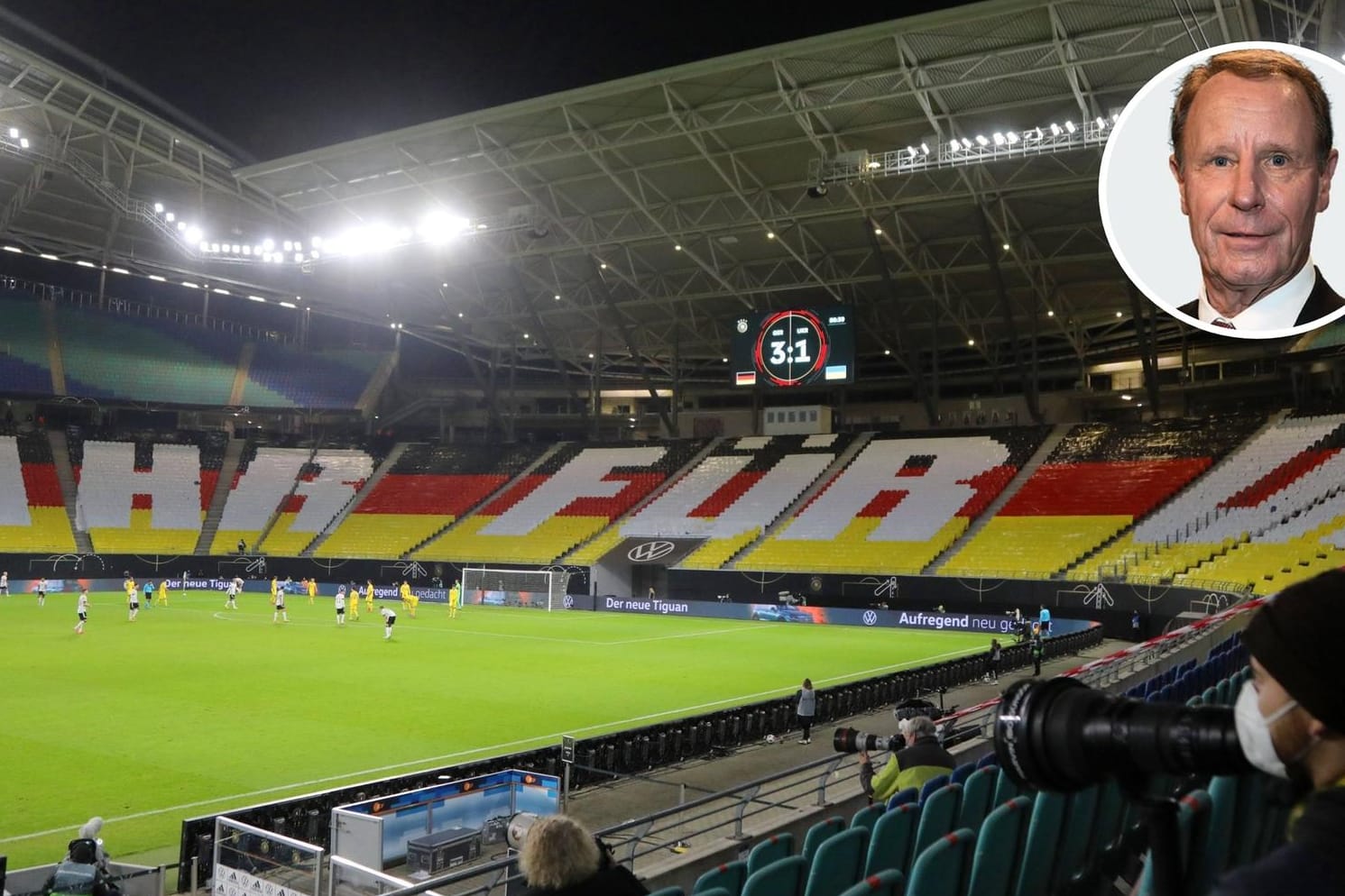 Leeres Stadion beim Spiel des DFB gegen die Ukraine im November 2020: t-online-Kolumnist Berti Vogts stellt nun sogar die Austragung der EM im Sommer in Frage.