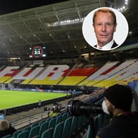 Leeres Stadion beim Spiel des DFB gegen die Ukraine im November 2020: t-online-Kolumnist Berti Vogts stellt nun sogar die Austragung der EM im Sommer in Frage.