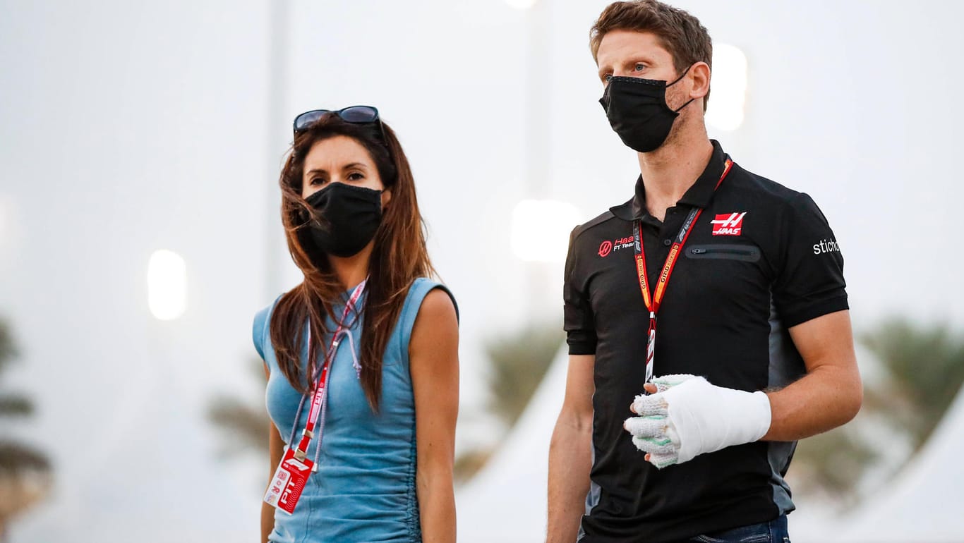 Romain Grosjean: Der Franzose mit seinen verbundenen Händen und seiner Frau Marion Jolles.