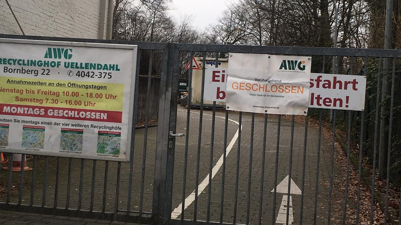 Der geschlossene Recyclinghof Uellendahl: Seit dem 16. Dezember 2020 sind die AWG-Recyclinghöfe in Wuppertal dicht.