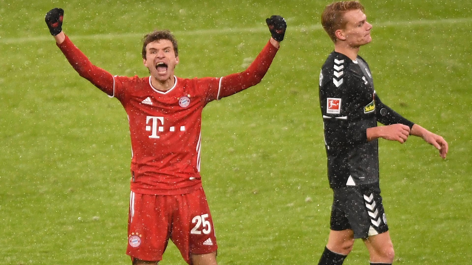 Matchwinner: Thomas Müller feiert seinen Treffer gegen Freiburg.