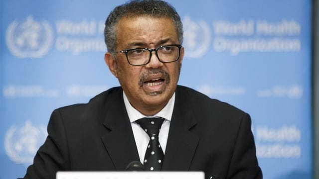 Tedros Adhanom Ghebreyesus, Generaldirektor der Weltgesundheitsorganisation, bei einer Pressekonferenz. Tedros Adhanom Ghebreyesus, Generaldirektor der Weltgesundheitsorganisation, bei einer Pressekonferenz.