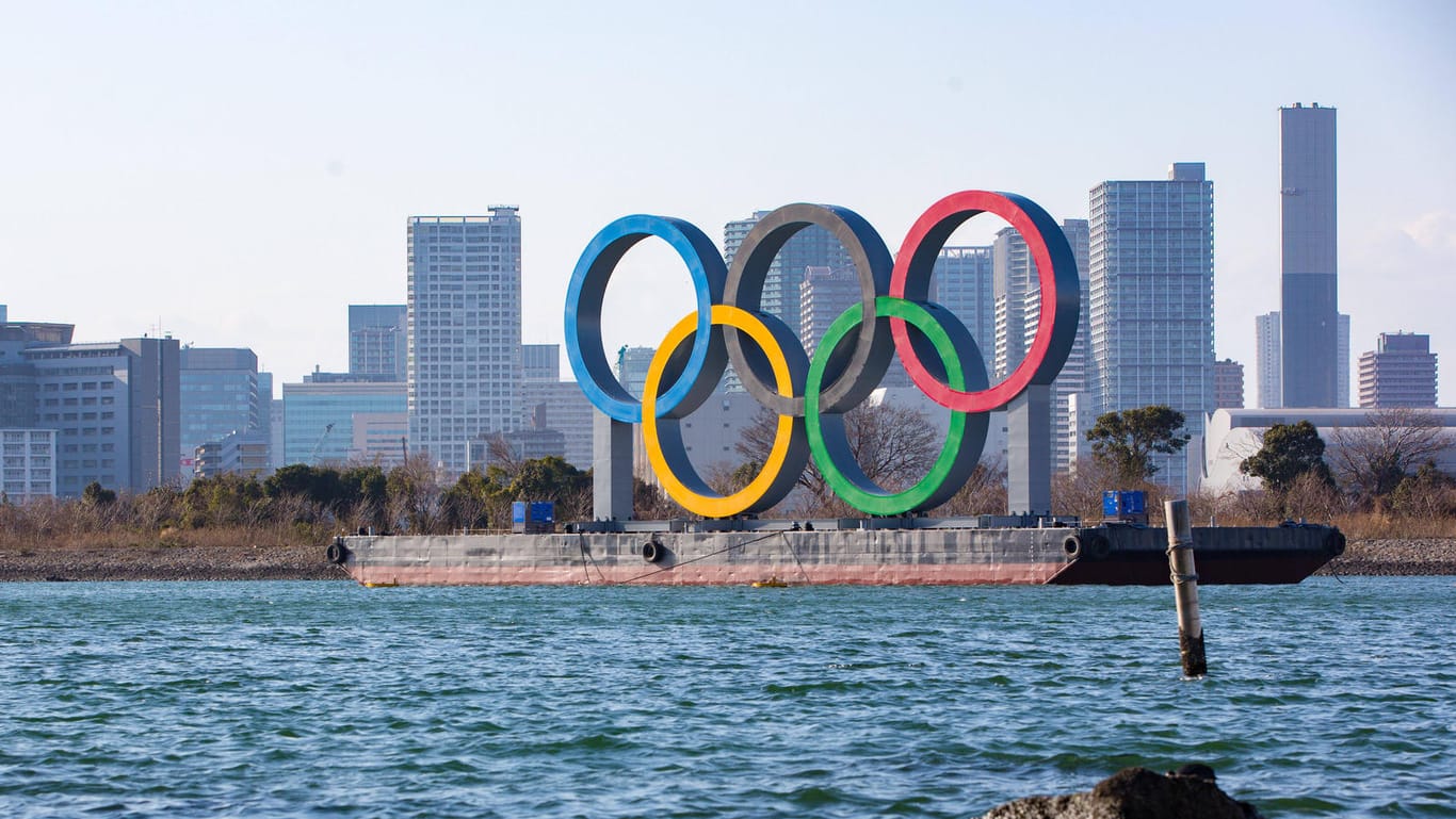 Tokio: Die Olympischen Ringe für die Spiele in diesem Jahr.
