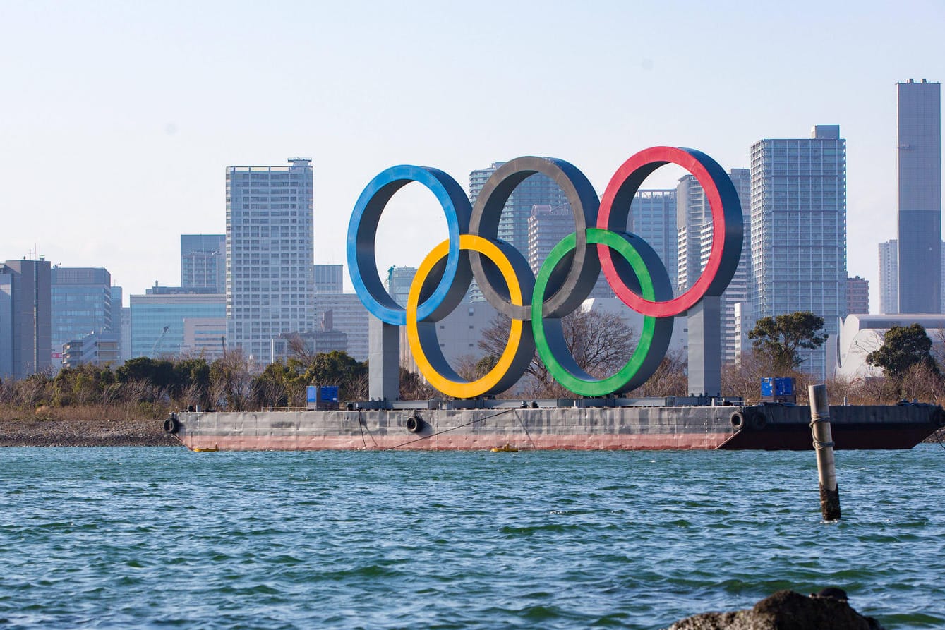 Tokio: Die Olympischen Ringe für die Spiele in diesem Jahr.