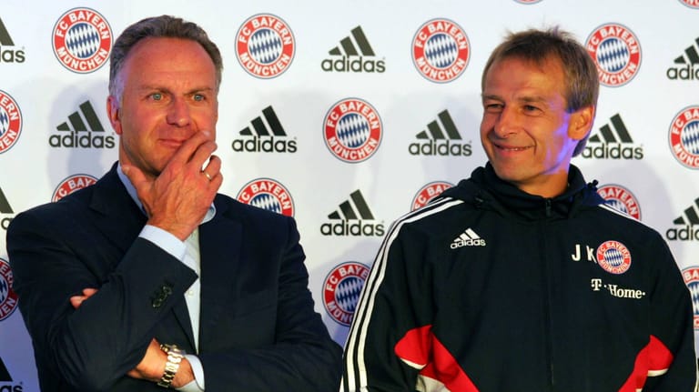 Karl Heinz Rummenigge (li.) und Jürgen Klinsmann (re.) (Archivfoto 2008): Klinsmann blieb keine Saison lang Trainer der Bayern.