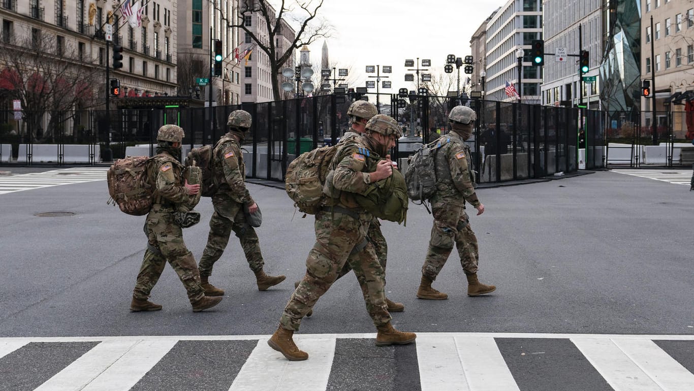 Die Nationalgarde in Washington: Über 20.000 Soldaten sollen die Amtseinführung von Joe Biden sichern.