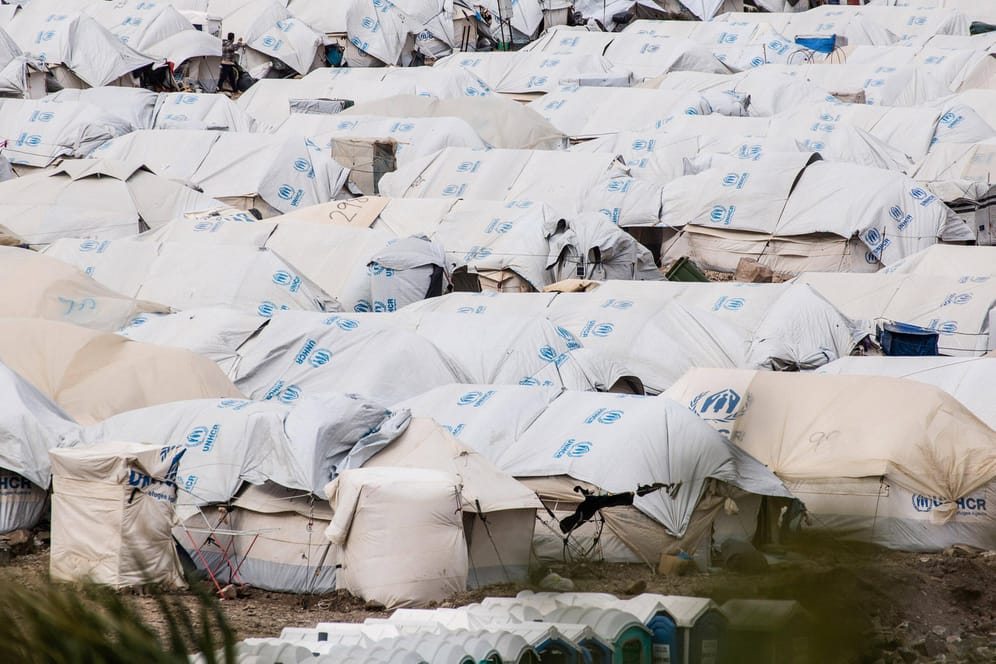 Das provisorische Flüchtlingscamp auf Lesbos.