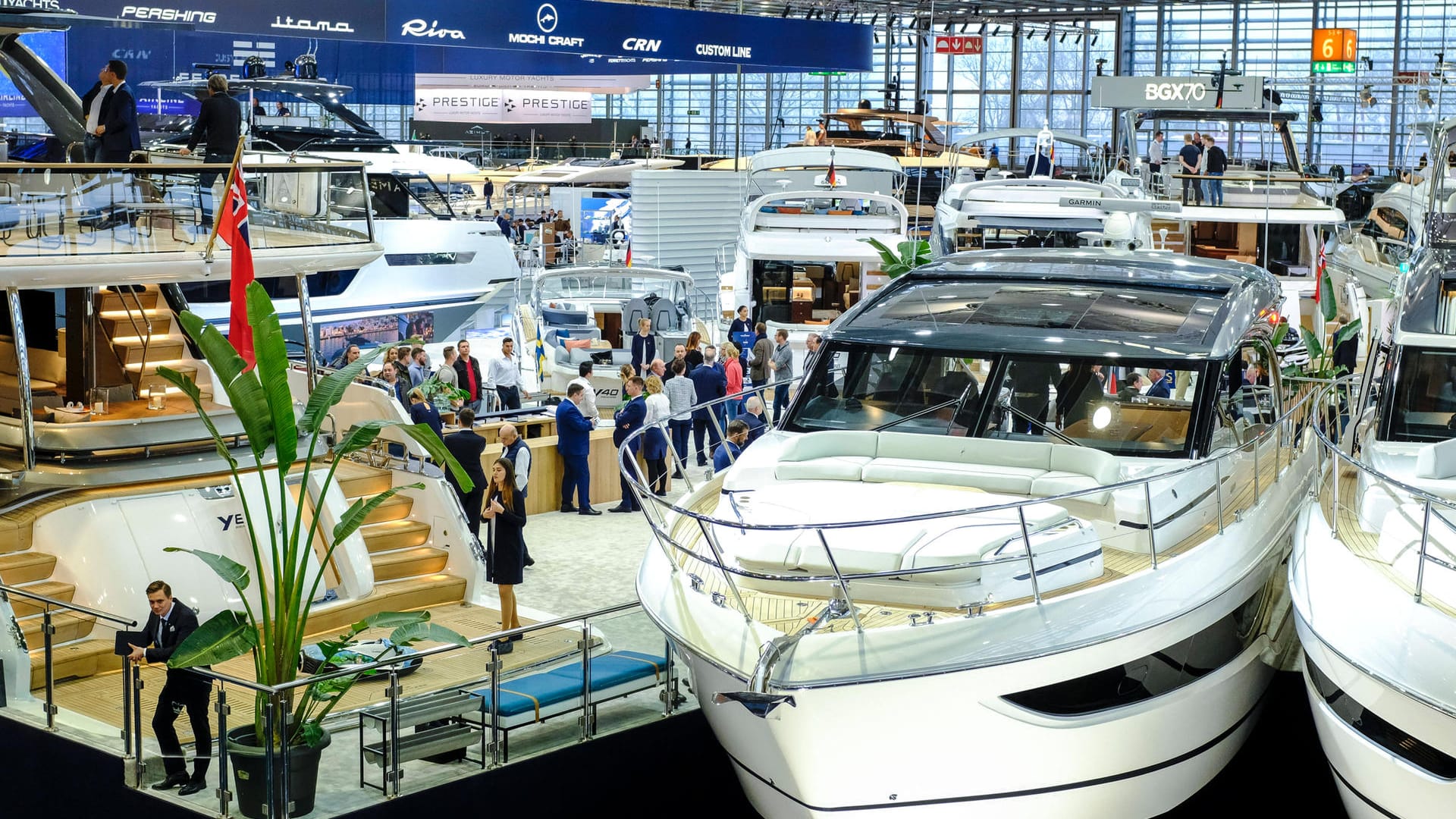 Der Blick in eine Messehalle während der Boot Düsseldorf 2020 (Archivbild): Die Messe wird erst im nächsten Jahr wieder stattfinden können. Der Blick in eine Messehalle während der Boot Düsseldorf 2020 (Archivbild): Die Messe wird erst im nächsten Jahr wieder stattfinden können.