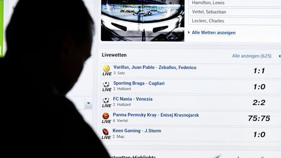 Bildschirm mit einer Seite für Sportwetten