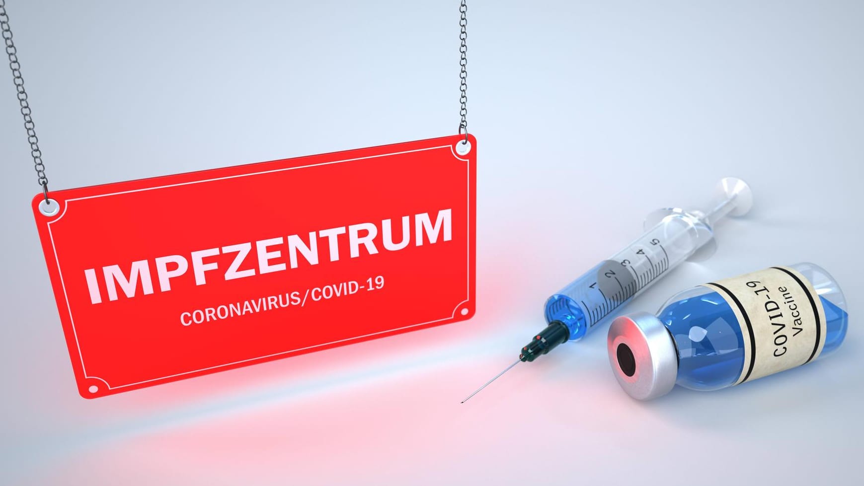 Ampulle und Spritze mit Covid-19-Impfstoff: Die Corona-Impfungen finden in regionalen Impfzentren statt. Die Terminvergabe erfolgt nach einem vom Gesundheitsministerium festgelegten Prioritätenprinzip.