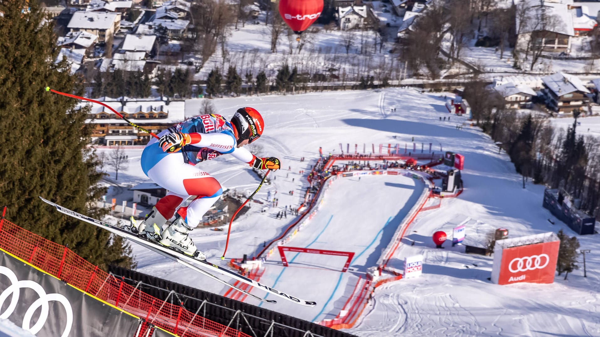 Die Streif in Kitzbühel: Am Freitag triumphierte Feuz nach Abbruch der Abfahrt, am Sonntag kommt es nun zum zweiten Rennen.