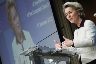 Ursula von der Leyen beim Weltwirtschaftsforum: Die Versammlung findet aufgrund der Pandemie online statt.