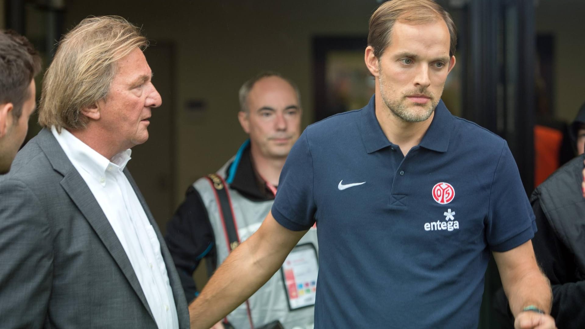 Tuchel (r.) und Strutz: Bitterer Abschied aus Mainz.