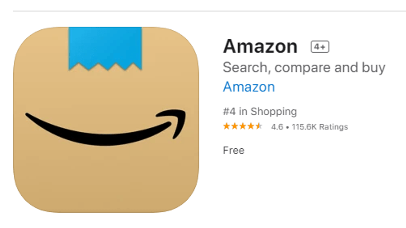 Neues Symbol: Im britischen App-Store für iOS war Amazons neues Icon ab Ende Januar zu sehen.