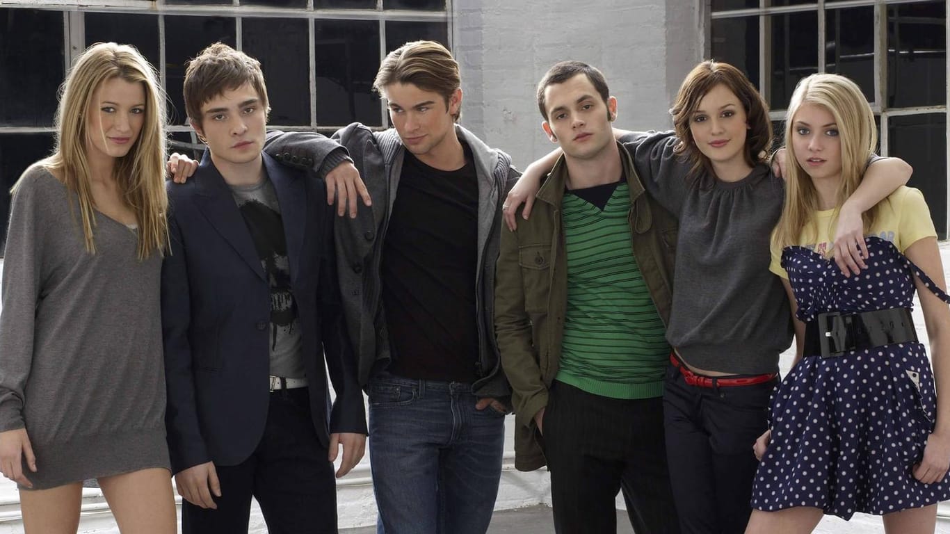 Die "Gossip Girl"-Clique (v.l.): Blake Lively, Ed Westwick, Chace Crawford, Penn Badgley, Leighton Meester und Taylor Momsen.