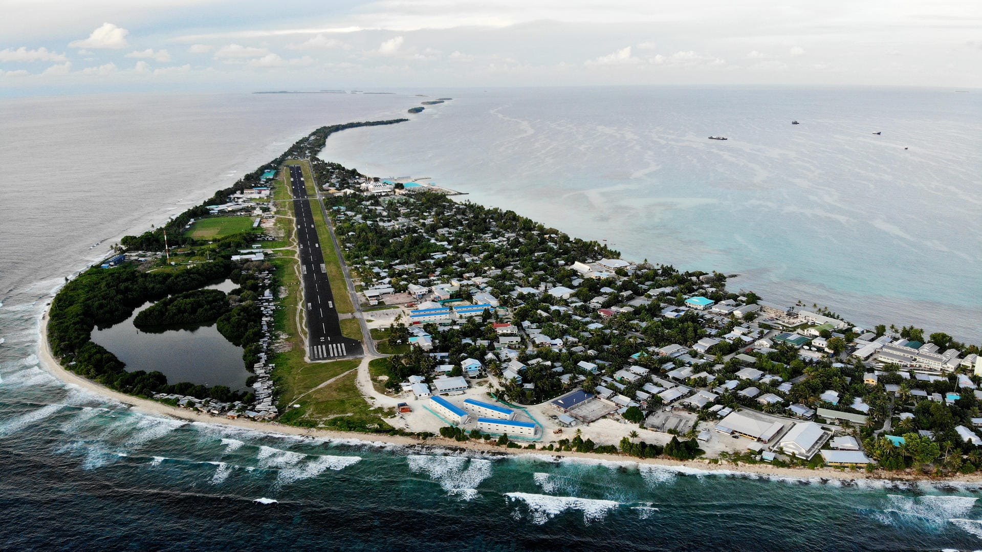 Das Atoll Funafuti, Tuvalu: Auf der Insel befindet sich auch der einzige Flughafen von Tuvalu – aktuell starten und landen dort jedoch kaum Maschinen (Archivbild).